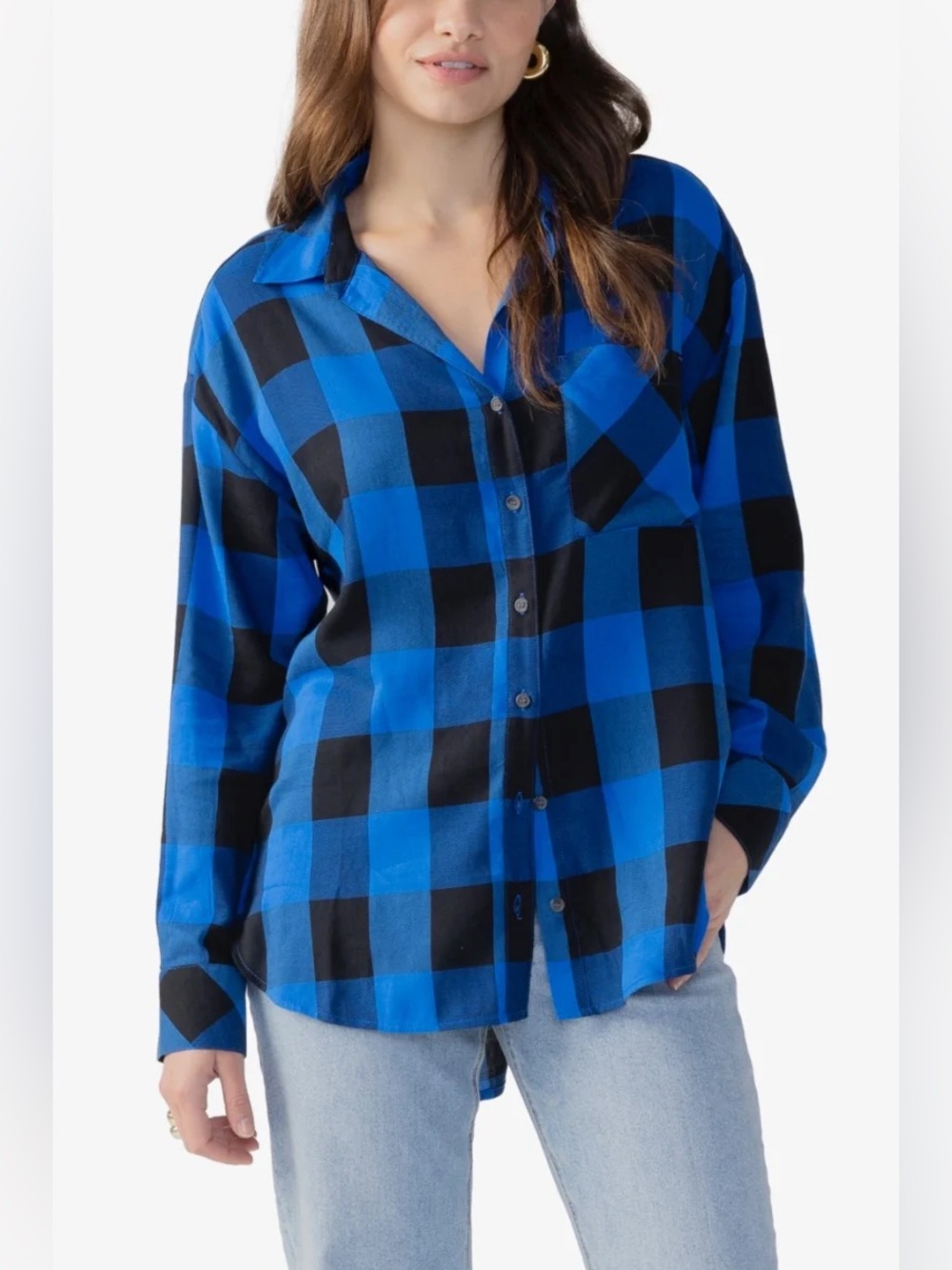 Old Navy Boyfriend Oversized Buffalo Plaid Flannel Button Down Shirt Medium